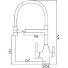 Смеситель для кухни с гибким изливом FRAP F4398 с подключением фильтра питьевой воды хром/черный